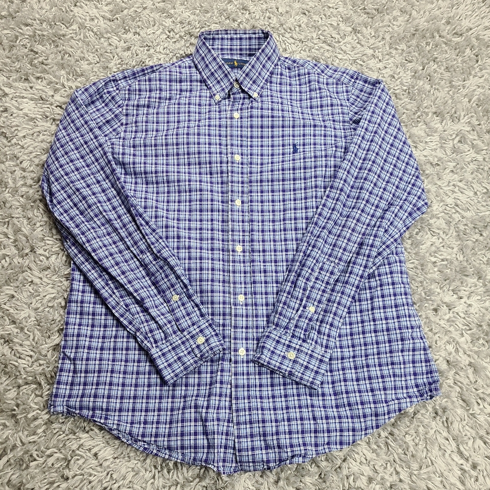 Ralph Lauren Men's Long Sleeved Button Down Plaid Shirt Size Large